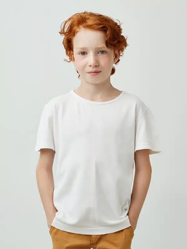 T-shirt enfant en coton bio couleur blanc – vue de face – modèle Milo – mode éthique Etikashion