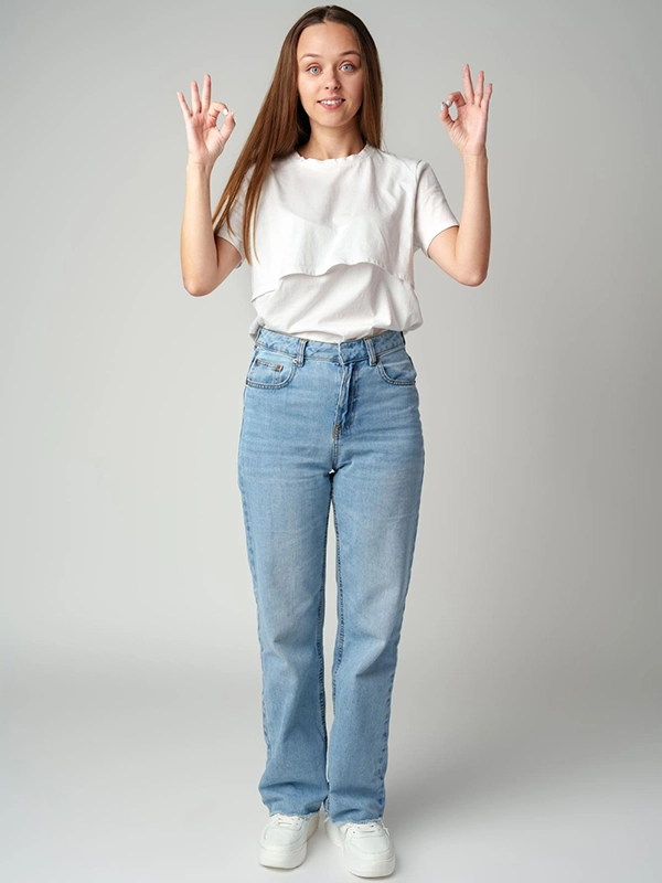 Jean Zoé en coton bio pour fille – vue de face – modèle Etikashion