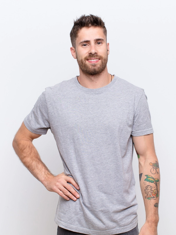 T-shirt Elias en coton bio pour homme – gris – vue de face – Etikashion